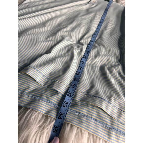 Peter Millar Summer Comfort Striped Short Sleeve Polo Shirt Golf Blue Yellow XL - Picture 10 of 10